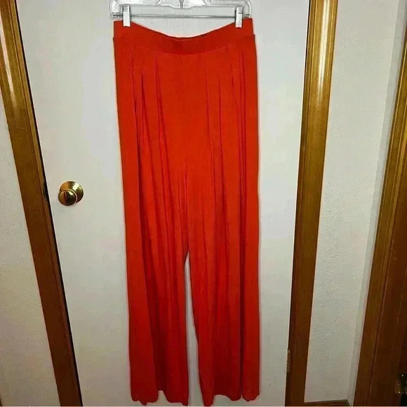 JLux Label Pull On Wide Leg Flowy Pants Women XXL Orange Stretch Elastic Waist - Picture 1 of 7